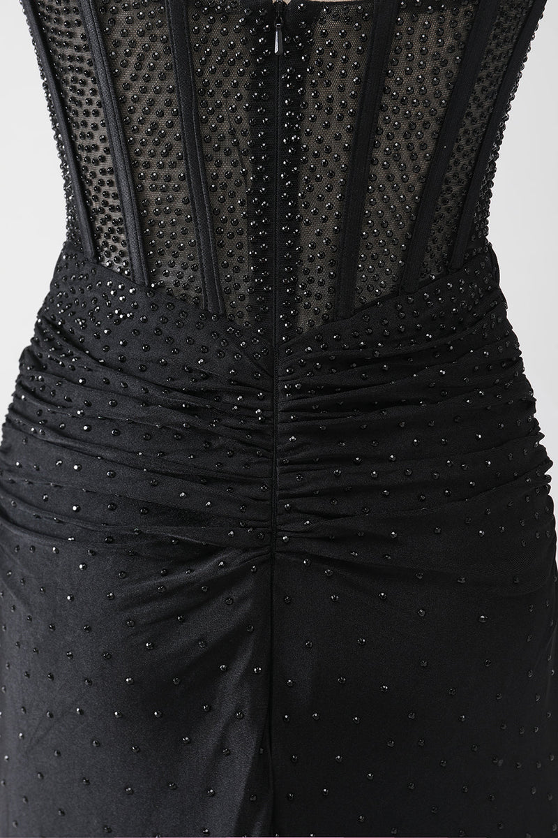 Load image into Gallery viewer, Mermaid Black Beaded Formal Dress with Ruffles