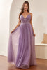 Load image into Gallery viewer, A Line Spaghetti Straps Bridesmaid Dress with Ruffles