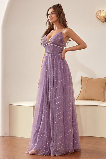 A Line Spaghetti Straps Bridesmaid Dress with Ruffles