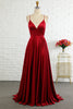 Load image into Gallery viewer, Simple A Line Spaghetti Straps Burgundy Long Formal Dress with Cirss Cross Back