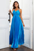 Load image into Gallery viewer, A Line Spaghetti Straps Lake Blue Long Formal Dress