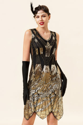 Gold Gatsby 1920s Dress