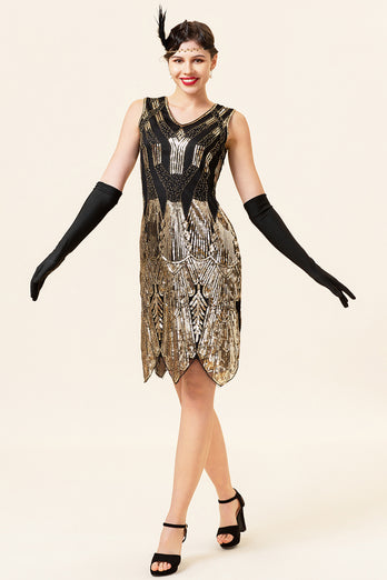 Gold Gatsby 1920s Dress