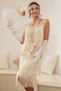 Load image into Gallery viewer, Plus Size Champagne Gatsby 1920s Flapper Dress with Sequins and Fringes