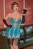 Load image into Gallery viewer, Lake Blue Sequin Short Gatsby 1920s Dress with Fringes