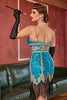 Load image into Gallery viewer, Lake Blue Sequin Short Gatsby 1920s Dress with Fringes