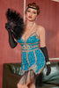 Load image into Gallery viewer, Lake Blue Sequin Short Gatsby 1920s Dress with Fringes