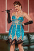 Load image into Gallery viewer, Lake Blue Sequin Short Gatsby 1920s Dress with Fringes