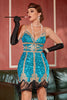 Load image into Gallery viewer, Lake Blue Sequin Short Gatsby 1920s Dress with Fringes