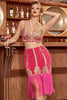 Load image into Gallery viewer, Two Pieces Fuchsia Gatsby 1920s Flapper Dress With Fringes