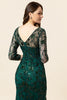 Load image into Gallery viewer, Dark Green Long Sleeves Beading Formal Dress with 3/4 Sleeves