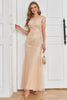 Load image into Gallery viewer, Blush Short Sleeves Sheath Long Formal Dress