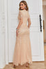 Load image into Gallery viewer, Blush Short Sleeves Sheath Long Formal Dress