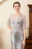 Load image into Gallery viewer, Grey Mermaid Sparkly Beaded Sequins Mother of the Bride Dress