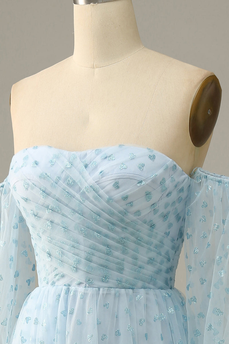 Load image into Gallery viewer, Sky Blue Off The Shoulder Formal Dress