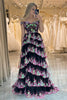 Load image into Gallery viewer, Sparkly Black Pink Tiered A-Line Long Formal Dress with Lace