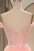 Load image into Gallery viewer, Glitter Blush Tiered A-Line Long Formal Dress with Lace