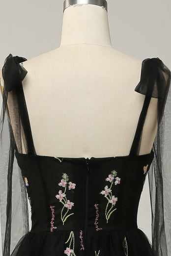 Lilac Embroidery Corset Long Formal Dress