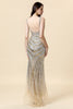 Load image into Gallery viewer, Sheath Deep V Neck Golden Beaded Evening Wear with Slit