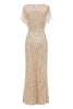 Load image into Gallery viewer, Sheath V Neck Light Khaki Mother of the Bride Dress with Beading