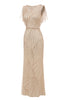 Load image into Gallery viewer, Sheath V Neck Light Khaki Mother of the Bride Dress with Beading