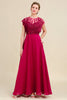 Load image into Gallery viewer, Burgundy A-Line Chiffon Mother of the Bride Dress with Lace