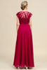 Load image into Gallery viewer, Burgundy A-Line Chiffon Mother of the Bride Dress with Lace