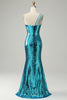 Load image into Gallery viewer, Sparkly Blue Sequins One Shoulder Long Formal Dress with Slit