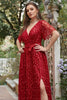 Load image into Gallery viewer, A Line V Neck Red Long Bridesmaid Dress with Embroidery