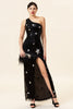 Load image into Gallery viewer, Sparkly Black Sequins Long Prom Dress with Slit