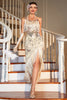 Load image into Gallery viewer, Champagne Spaghetti Straps Gatsby Fringed Flapper Dress