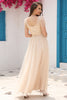 Load image into Gallery viewer, A Line Tulle Apricot Sequins Formal Dress with Appliques