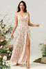 Load image into Gallery viewer, Blush Floral Chiffon Long Bridesmaid Dress with Slit