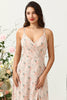 Load image into Gallery viewer, Blush Floral Chiffon Long Bridesmaid Dress with Slit