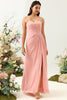 Load image into Gallery viewer, A Line Spaghetti Straps Blush Long Bridesmaid Dress with Split Front