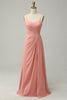 Load image into Gallery viewer, A Line Spaghetti Straps Blush Long Bridesmaid Dress with Split Front