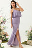 Load image into Gallery viewer, Sheath One Shoulder Purple Plus Size Bridesmaid Dress with Silt