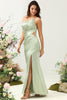 Load image into Gallery viewer, One Shoulder Satin Ruffles Wedding Guest Dress with Slit