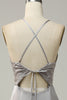 Load image into Gallery viewer, Mermaid Spaghetti Straps Grey Long Bridesmaid Dress with Open Back