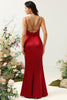 Load image into Gallery viewer, Mermaid Spaghetti Straps Burgundy Long Bridesmaid Dress with Backless