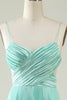 Load image into Gallery viewer, Mint Green Pleated Long Bridesmaid Dress