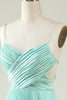 Load image into Gallery viewer, Mint Green Pleated Long Bridesmaid Dress