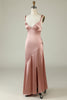 Load image into Gallery viewer, Blush Asymmetrical Bridesmaid Dress with Slit