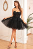 Load image into Gallery viewer, A-Line Black Corset Detachable Long Sleeves Short Formal Dress