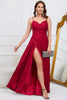 Load image into Gallery viewer, A Line Spaghetti Straps Burgundy Long Bridesmaid Dress