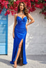 Load image into Gallery viewer, Sparkly V-Neck Royal Blue Long Formal Dress with Beading