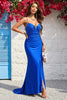 Load image into Gallery viewer, Sparkly V-Neck Royal Blue Long Formal Dress with Beading