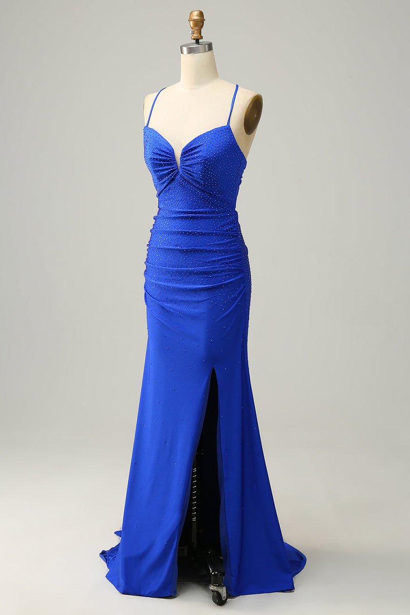 Load image into Gallery viewer, Sparkly Royal Blue Long Formal Dress with Beading