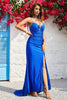 Load image into Gallery viewer, Sparkly V-Neck Royal Blue Long Formal Dress with Beading