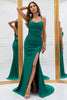 Load image into Gallery viewer, Mermaid Spaghetti Straps Dark Green Long Formal Dress with Criss Cross Back